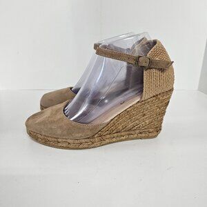 Gaimo Espadrilles Wedge Tan Suede Jute Buckle Festival Summer 8.5